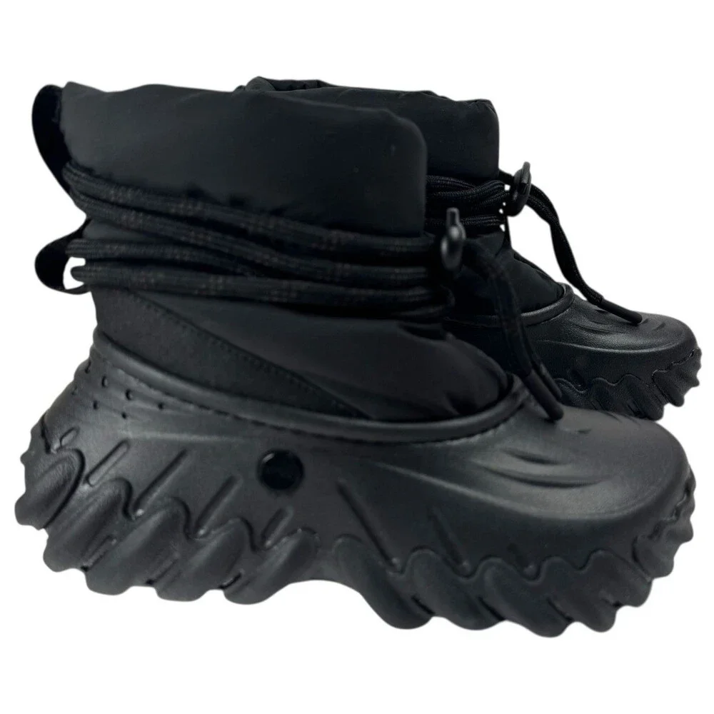 Crocs Echo Mens Size 3 Rain Boots Black Winter Slip-On Ankle Chunky Womens 5 New